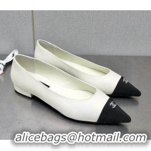 Purchase Chanel Lambskin & Grosgrain Ballerinas with Crystal CC White 122272