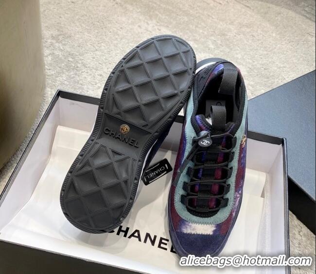 Popular Style Chanel Fabric & Suede Sneakers G35617 Purple/Dark Blue/Gray 122273