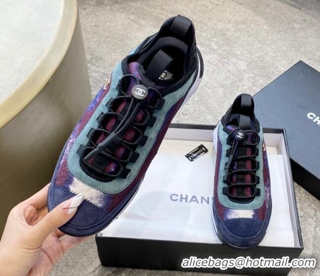 Popular Style Chanel Fabric & Suede Sneakers G35617 Purple/Dark Blue/Gray 122273