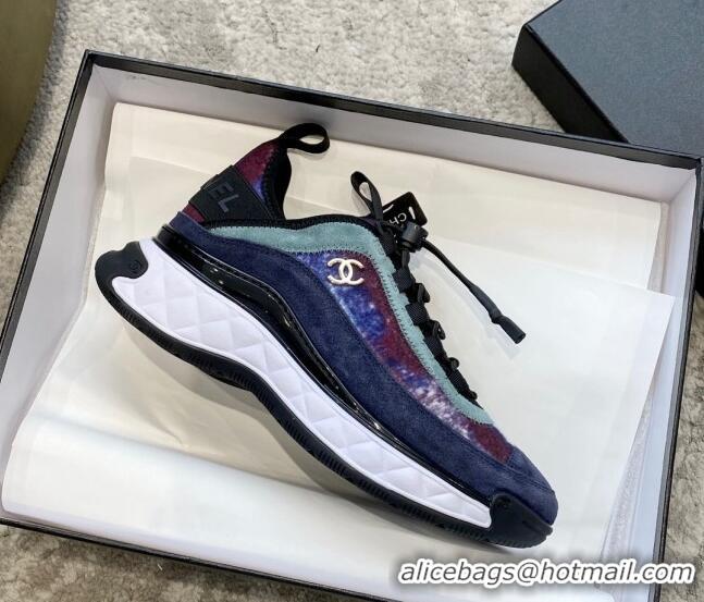 Popular Style Chanel Fabric & Suede Sneakers G35617 Purple/Dark Blue/Gray 122273