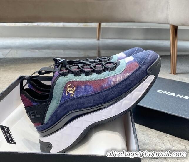 Popular Style Chanel Fabric & Suede Sneakers G35617 Purple/Dark Blue/Gray 122273