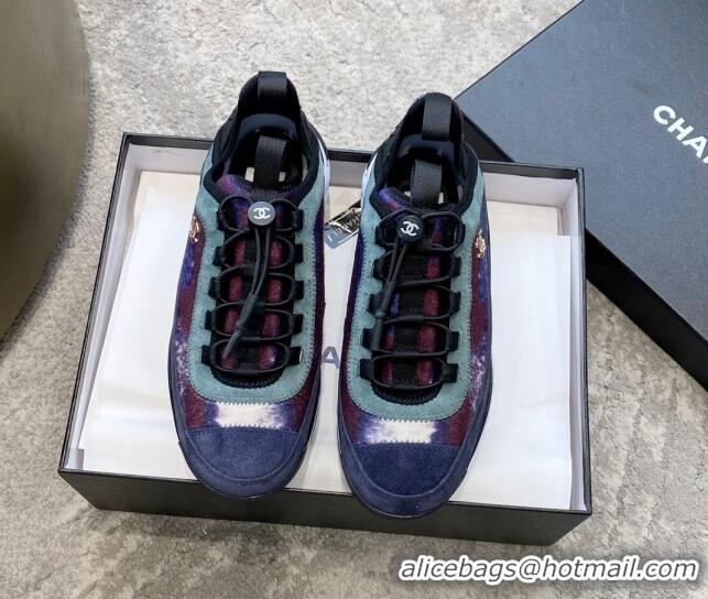 Popular Style Chanel Fabric & Suede Sneakers G35617 Purple/Dark Blue/Gray 122273