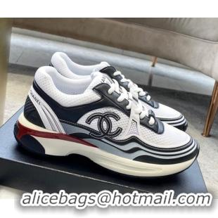 Discount Chanel Mesh & Leather Sneakers G39792 White/Black 122279