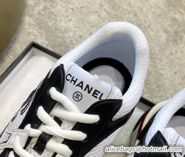 Discount Chanel Mesh & Leather Sneakers G39792 White/Black 122279