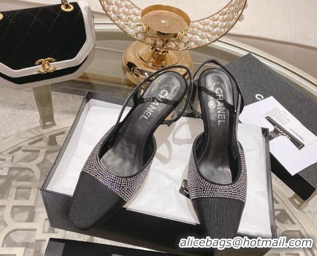 Cheap Price Chanel Crystal Slingback Pumps 6.5cm G31318 Black 122294