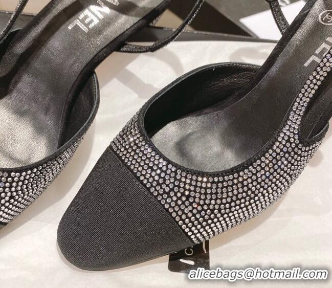 Cheap Price Chanel Crystal Slingback Pumps 6.5cm G31318 Black 122294