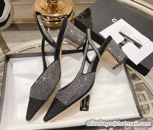 Cheap Price Chanel Crystal Slingback Pumps 6.5cm G31318 Black 122294