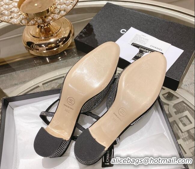 Cheap Price Chanel Crystal Slingback Pumps 6.5cm G31318 Black 122294