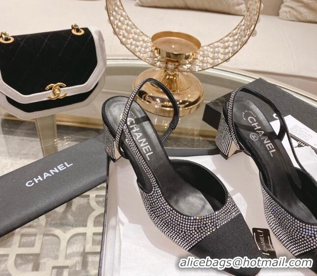 Cheap Price Chanel Crystal Slingback Pumps 6.5cm G31318 Black 122294