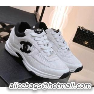 Pretty Style Chanel Suede & Mesh Sneakers G38299 White 122653