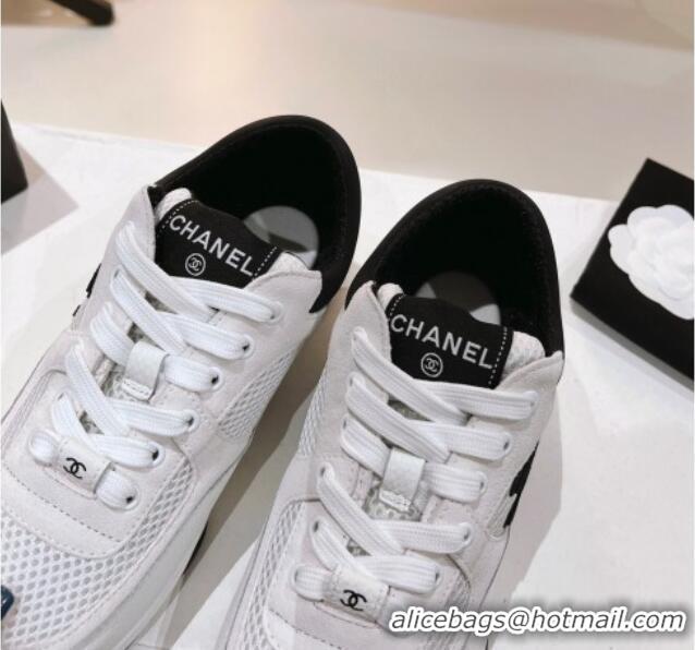 Pretty Style Chanel Suede & Mesh Sneakers G38299 White 122653