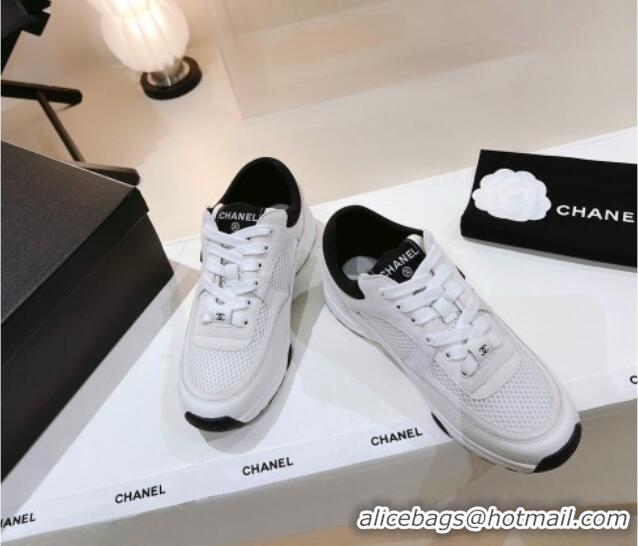 Pretty Style Chanel Suede & Mesh Sneakers G38299 White 122653