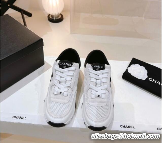 Pretty Style Chanel Suede & Mesh Sneakers G38299 White 122653