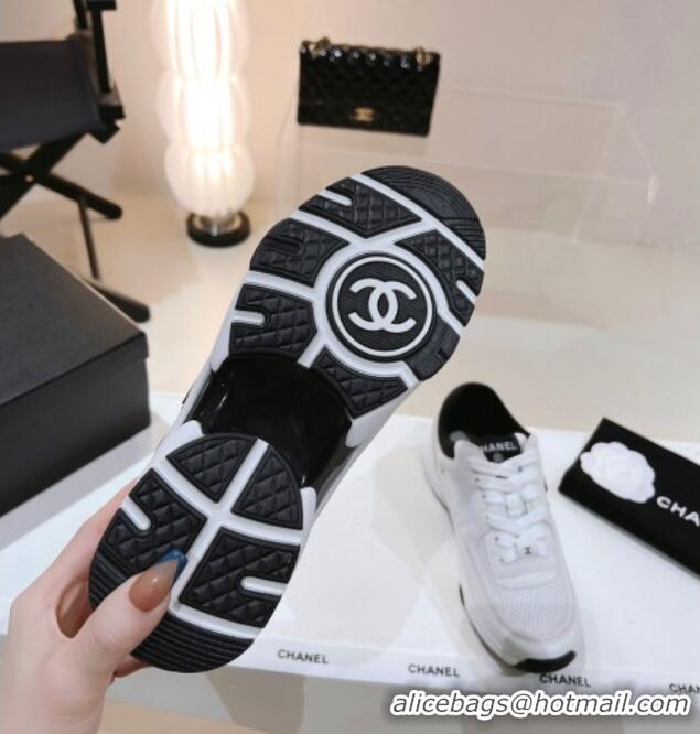 Pretty Style Chanel Suede & Mesh Sneakers G38299 White 122653