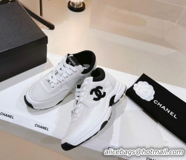 Pretty Style Chanel Suede & Mesh Sneakers G38299 White 122653