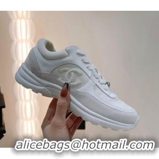 Hot Style Chanel Suede & Fabric Sneakers G38299 White 122655