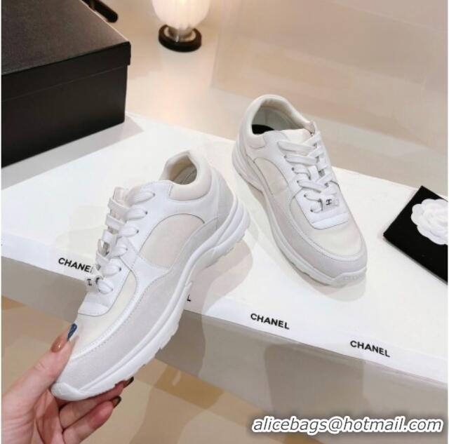 Hot Style Chanel Suede & Fabric Sneakers G38299 White 122655