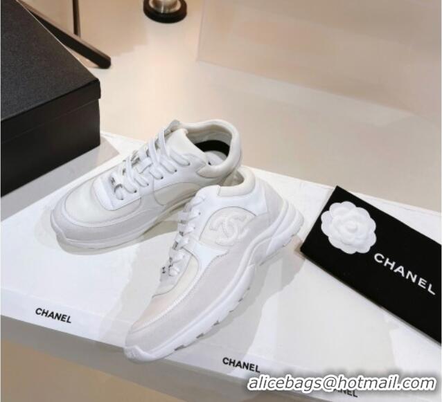 Hot Style Chanel Suede & Fabric Sneakers G38299 White 122655