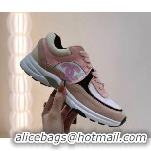 Top Grade Chanel Suede & Fabric Sneakers G38299 Pink 122656