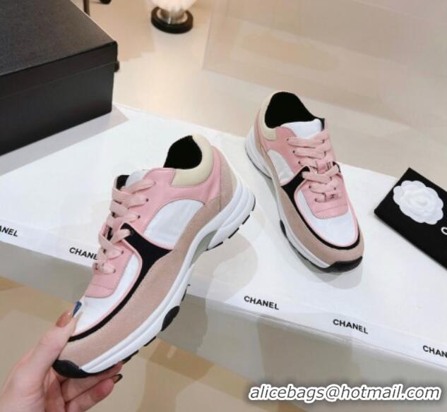 Top Grade Chanel Suede & Fabric Sneakers G38299 Pink 122656