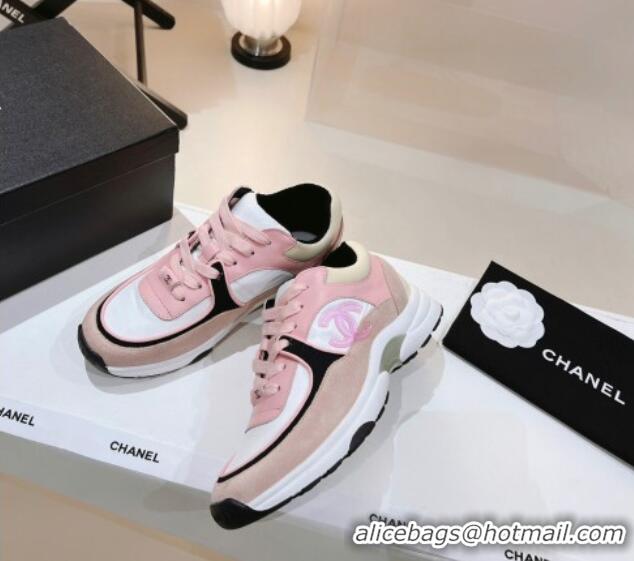 Top Grade Chanel Suede & Fabric Sneakers G38299 Pink 122656