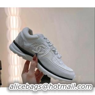 Charming Chanel Suede & Tweed Sneakers G38299 White 122657