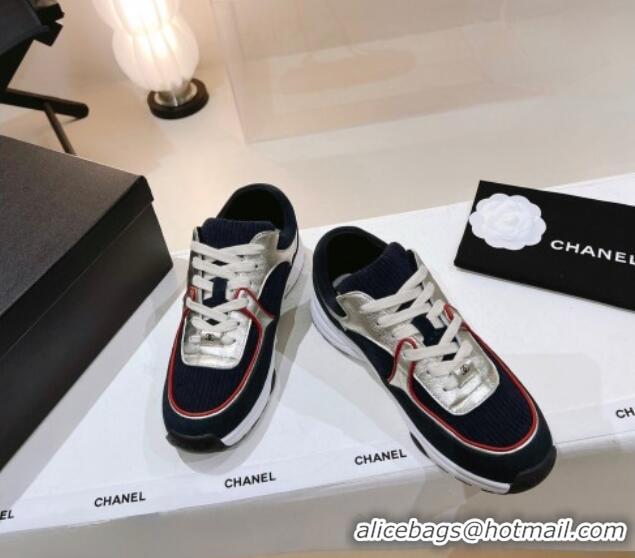 Most Popular Chanel Leather & Knit Sneakers G38299 Black/Gold 122658