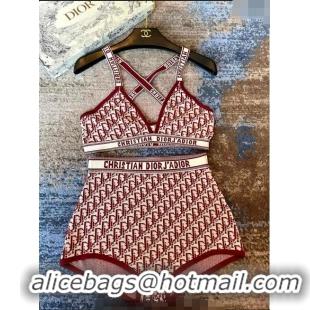 ​Unique Grade Dior Oblique Knit Swimwear 0214 Burgundy 2023