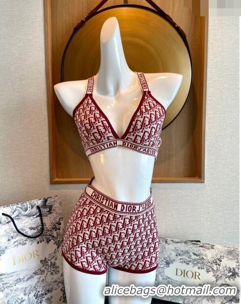 ​Unique Grade Dior Oblique Knit Swimwear 0214 Burgundy 2023