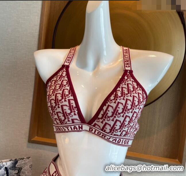 ​Unique Grade Dior Oblique Knit Swimwear 0214 Burgundy 2023