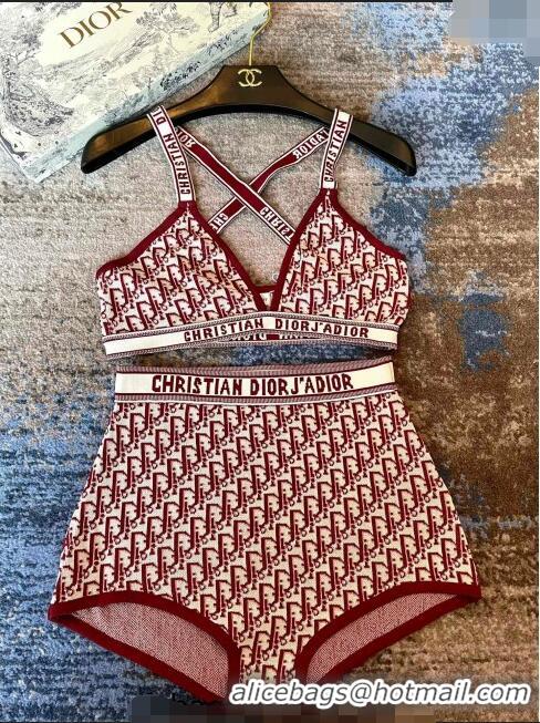 ​Unique Grade Dior Oblique Knit Swimwear 0214 Burgundy 2023