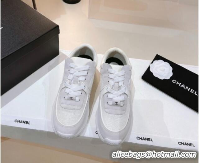 Grade Quality Chanel Suede & Mesh Sneakers G38299 Light Gray 122659