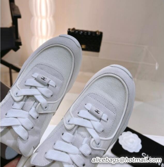 Grade Quality Chanel Suede & Mesh Sneakers G38299 Light Gray 122659