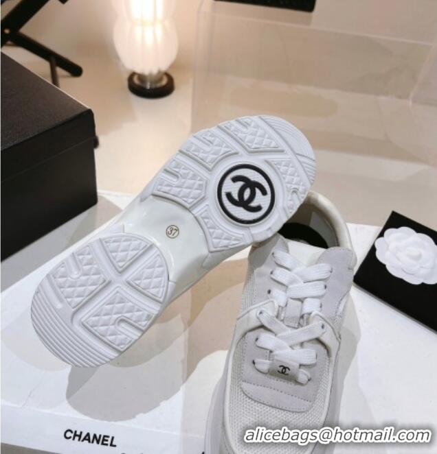 Grade Quality Chanel Suede & Mesh Sneakers G38299 Light Gray 122659