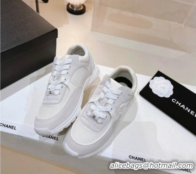 Grade Quality Chanel Suede & Mesh Sneakers G38299 Light Gray 122659