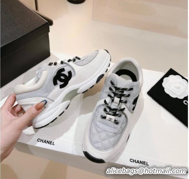 Good Quality Chanel Quilted Mesh Sneakers G38299 Gray 122660