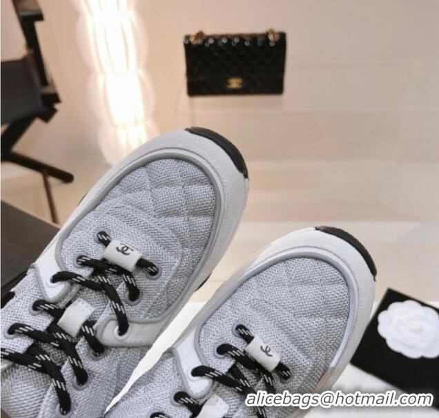 Good Quality Chanel Quilted Mesh Sneakers G38299 Gray 122660