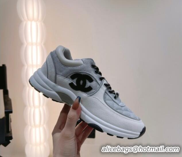 Good Quality Chanel Quilted Mesh Sneakers G38299 Gray 122660