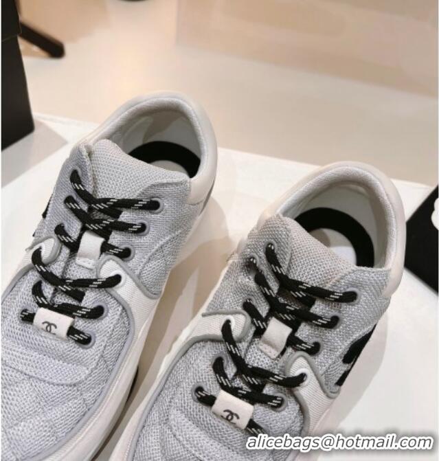 Good Quality Chanel Quilted Mesh Sneakers G38299 Gray 122660