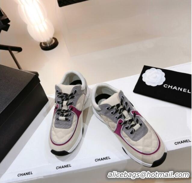 Best Grade Chanel Quilted Mesh Sneakers G38299 Beige 122661