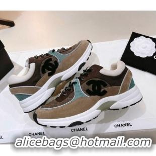 Luxurious Chanel Quilted Mesh Sneakers G38299 Brown 122662