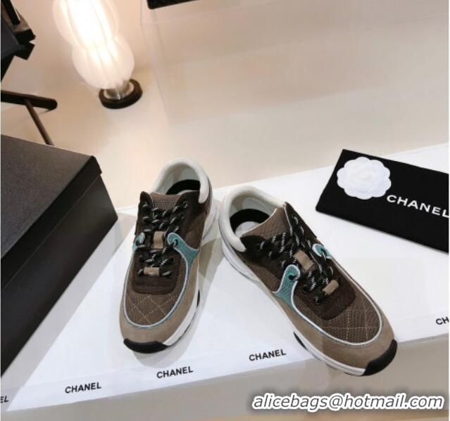 Luxurious Chanel Quilted Mesh Sneakers G38299 Brown 122662