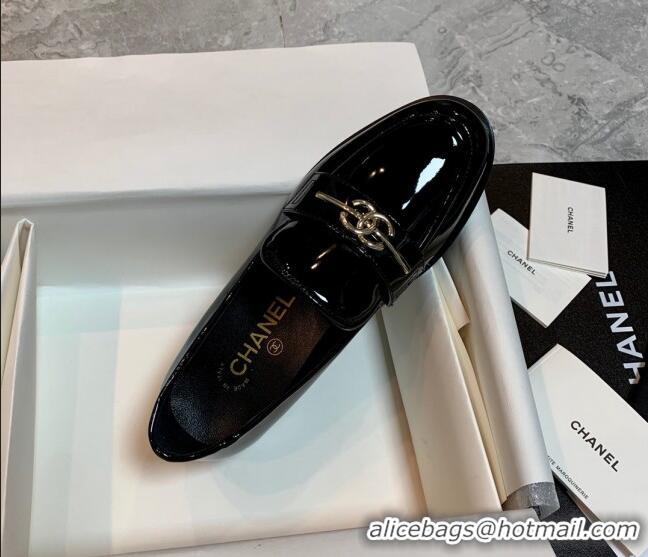 1:1 aaaaa Chanel Patent Leather Loafers Black 226156