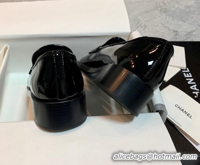 1:1 aaaaa Chanel Patent Leather Loafers Black 226156