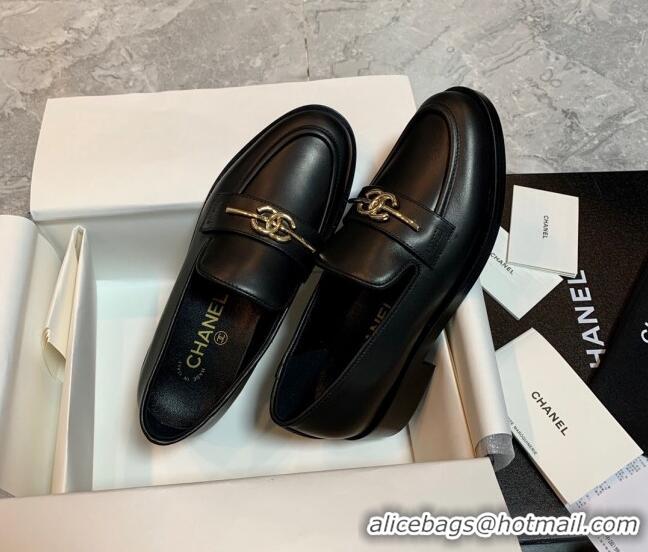 Low Price Chanel Calfskin Loafers Black 1226157