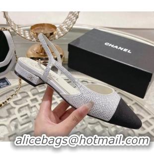 Perfect Chanel Crystal Flat Slingback G31319 White 122812