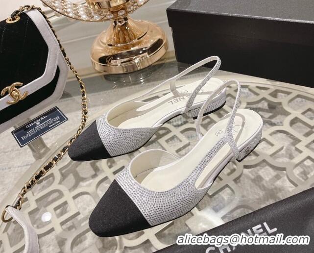 Perfect Chanel Crystal Flat Slingback G31319 White 122812