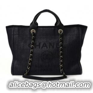 Top Grade Chanel Canvas Canvas Medium Deauville Tote Bag A67002 Black