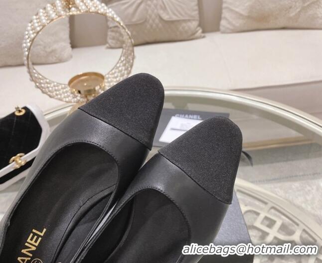 Shop Duplicate Chanel Lambskin & Grosgrain Flat Ballerinas Black 122814