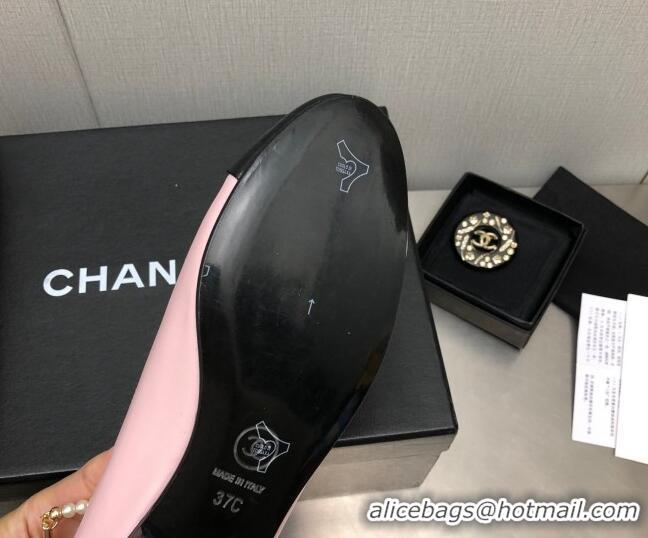 Grade Chanel Shiny Lambskin Ballerinas with Pearls G38986 Pink